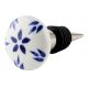 Blue Floral Flat Wine Bottle Stopper